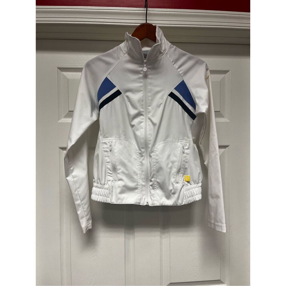 Nike White Play Up Fitted Track Jacket Golf Sz M EUC